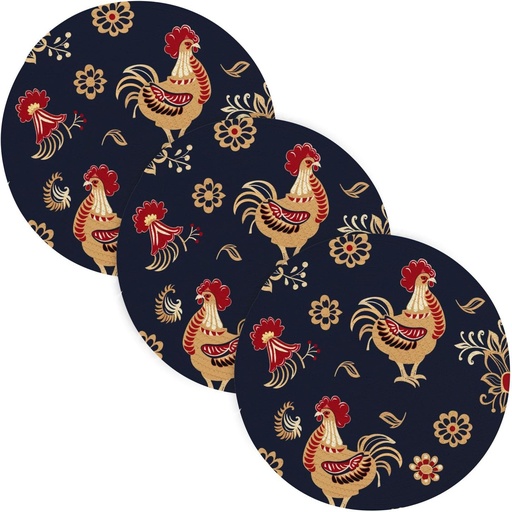 [BRSREHQRDENQMEL2] 3 Pcs Trivet Holder for Crock Pot Ethnic Chick Floral Gold 15in Polyester-Cotton Thread Weave Protecting Counter accesorios para mesa de comedor