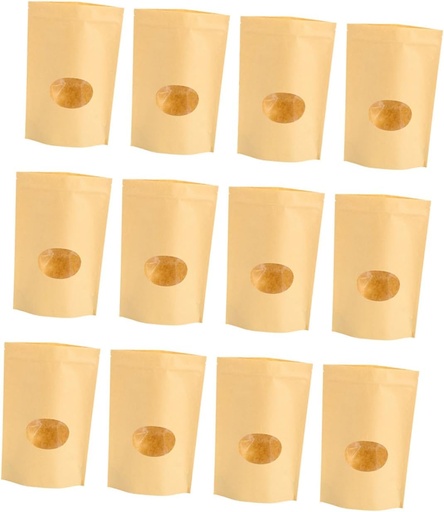 [BRSRAGAQAEBA23T4] 50pcs Self-sealing Storage Pouches with Oval Window for Food Snacks and Dried Fruits Eco-friendly Kraft Material for Household Storage and Kitchen Use