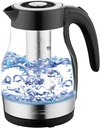 Brentwood KT-1962BK 1.79-Qt. 1,100-Watt Cordless Glass Electric Kettle with Tea Infuser and Swivel Base (Black)