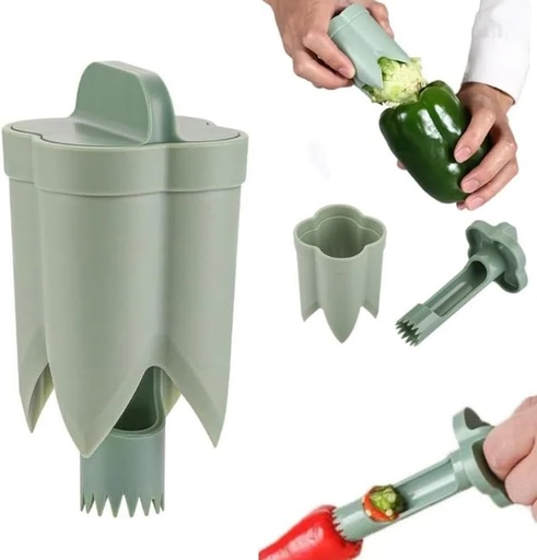 [BRSRAFQQOB5QYEYV] Pepper Seed Corer Remover, 2025 New 2 in 1 Fruit Bell Pepper Cutter & Deseeder, Quickly Cutting and Fruit Pepper Corer Bell Pepper Cutter for Kitchen Home Family Camping