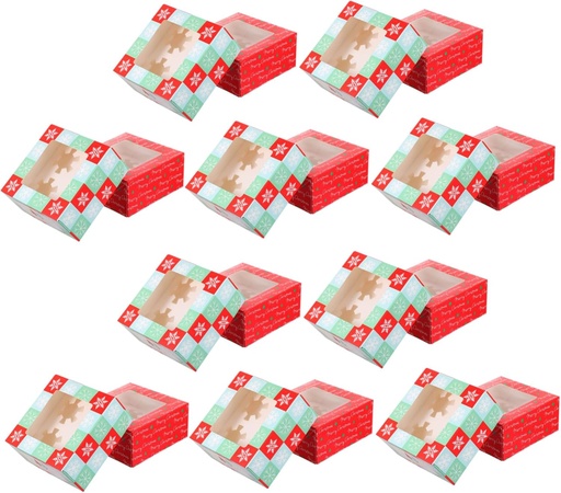 [BRSRACA7OYJRSCQY] 10pcs Christmas Cake Packing Box Portable Cupcake Storage Containers Festive Design for Weddings Birthdays and Holiday Celebrations Lightweight and Safe to Use