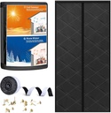 Magnetic Thermal Insulated Door Curtain, Door Insulation Cover Screen for Doors Size 36" x 82", Durable Oxford Cloth Thicken Polyester Fiber Fill for Garage Attic Doorways Hallway, Black