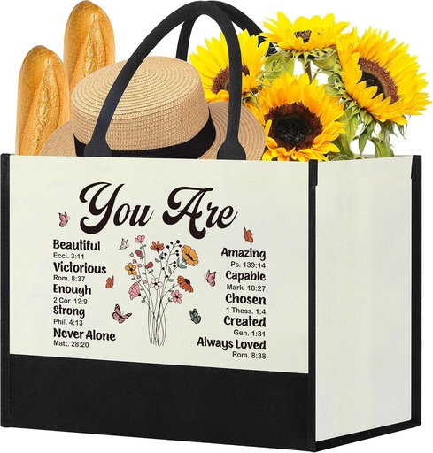 [BRSRAFQYO56AYHLU] Christian Gifts for Women,Religious Gifts for Women,Easter Basket,Birthday Mothers Day Gift for Sister Daughter Best Friend,Faith Catholic Spiritual Baptism Confirmation Gift,Her Canvas Tote Bag