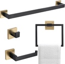 Bathroom Towel Bar Holder Sets Black and Gold 4-Piece Bathroom Hardware Set Stainless Steel Bath Accessories Kit. Wall Mounted,23.6 Inch