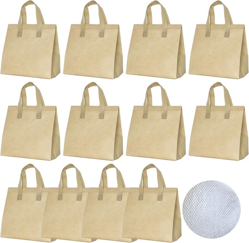 [BRSRAADYCEHWYF3K] 12 Pack Disposable Insulated Lunch Bags - Thermal Cooler Take Away Bag for Food Delivery Coffee Milk Tea Hot Cold Drink