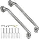 24 Inch Shower Grab Bars for Seniors, 2 Pack Brushed Nickel Stainless Steel ADA Grab Bars with 1.25'' Diameter Anti-Slip Textured Surface, Shower Safety Hand Rails for Elderly Handicapped