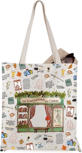 [BRSRAFA6OR6RYAD3] WCGXKO 40s Romance Comedy Movie Inspired Tote Bag You've Got Mail Book Lovers Gift for Movie Fans