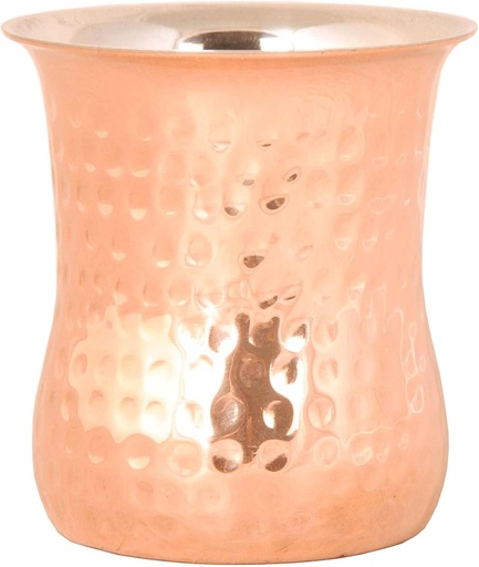 [BRSRAZY3AB6BEYLP] SHIV SHAKTI ARTS Copper Glass Inside Steel Hammered Finish Curve Shaped for Home and Hotels 300 ml, Brown