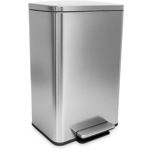 [BRSRMBQEDECRSHTJ] SIMPLI-MAGIC 50 Liter / 13.2 Gallon Soft-Close, Smudge Resistant Trash Can with Foot Pedal and Built in Filter- Stainless Steel, Sleek Finish
