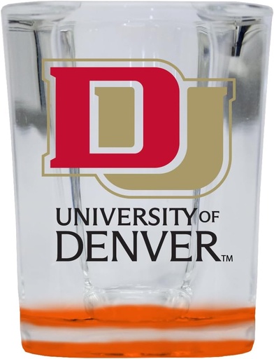 [BRSRA2TYA54A4F35] R and R Imports University of Denver Pioneers 2 Ounce Shot Glass Square Orange Base Officially Licensed Collegiate Product 2-Pack