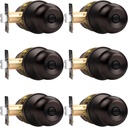 Probrico 6 Pack Round Ball Interior Door Knobs, Privacy Oil Rubbed Bronze Door Knobs, Door knobs Interior with Lock for Bathroom Bedroom