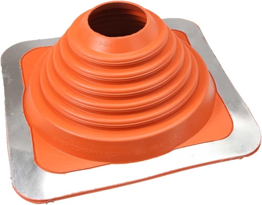 [BRSW2AIYAUCAME3H] Fasteners Plus #4 Square Silicone Metal Roof Pipe Flashing Boot - Fits 2-3/4" - 7" Pipe OD - Red (Made in USA)