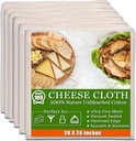 6 Pcs Cheese Cloths for Straining, 20x20 Inch Grade 100 Precut Cheese Cloth With Hemmed Edge, 100% Unbleached Cotton, Reusable Muslin Cheesecloth for Straining, Juicing, Cooking Turkey