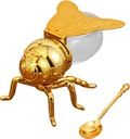 Bee Shaped Honey Jar Sugar Pots with Spoon, Modern Decorative Condiment Pot for Home Store Honey Syrup Housewarming Gift, Gold Tail