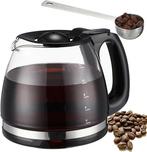 [BRSREYLYBEFBSD3F] 12-Cup Coffee Carafe replacement Pot Compatible with Black and Decker Coffee Maker CM1160B-1 CM1160W, 12 Cup Glass Replacement Carafe for Black and Decker CM1160B, CM1160W, Glass Pot with Black Handle