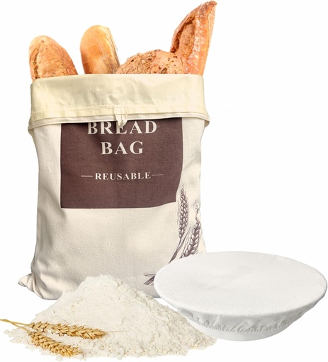 [BRSREYIHBYOQKDTK] Reusable Beeswax Bread Bags and Proofing Cover for Homemade Sourdough Bread-1 Pack XL-Organic Cotton Beeswax Lined Bags,Easy to Clean and Freezer-Safe Storage Bag (BW&BC-Beige1)