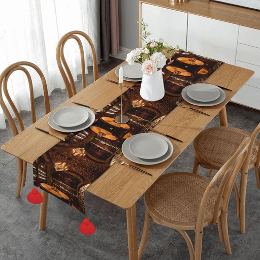 [BRSROHQCBMOWMFAY] Red Wine Cellar Picture Exquisite Table Runner - Double-Sided Printed Design, Adding Elegance to Any Table Setting