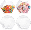 Atarvana Plastic Candy Jars 72oz Set of 4, Hexagon Candy Containers with Airtight Lids for Candy Buffet, Kitchen Storage Containers Set