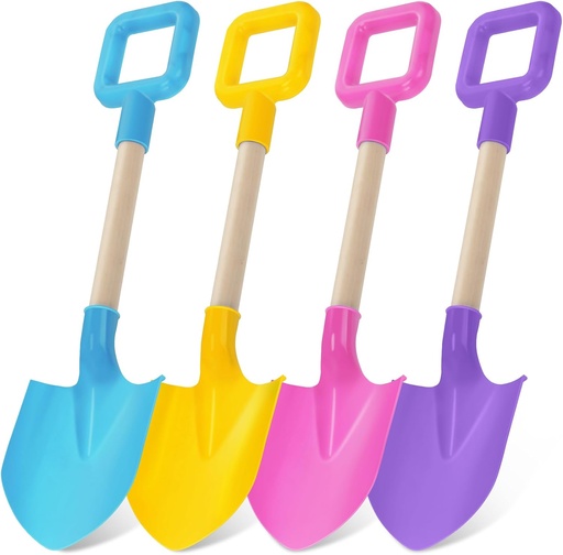 [BRSREZI3B4HQAFY7] Honoson 4 Pack 16 Long Beach Spades Sand Shovels Toys Gardening Tools Sets Sandbox Sturdy Scoop Durable Wood Handle ABS Plastic Spade for Garden Sand Snow Backyard Summer Favors (Lovely Color)