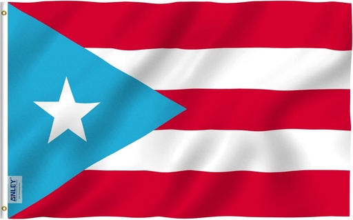 [BRSROZADCVYWYALJ] Anley Fly Breeze 3x5 Foot Light Blue Puerto Rico Flag - Vivid Color and Fade proof - Canvas Header and Double Stitched - Puerto Rican PR National Flags Polyester with Brass Grommets 3 X 5 Ft