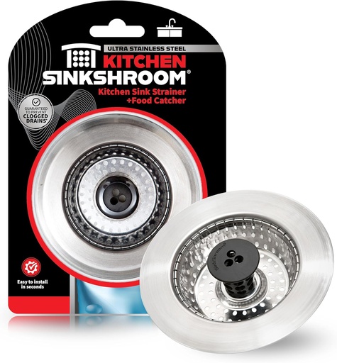 [BRSWGHT6C4IREGQ2] Kitchen SinkShroom Revolutionary Clog-Free Stainless Steel Sink Strainer, Chrome gray