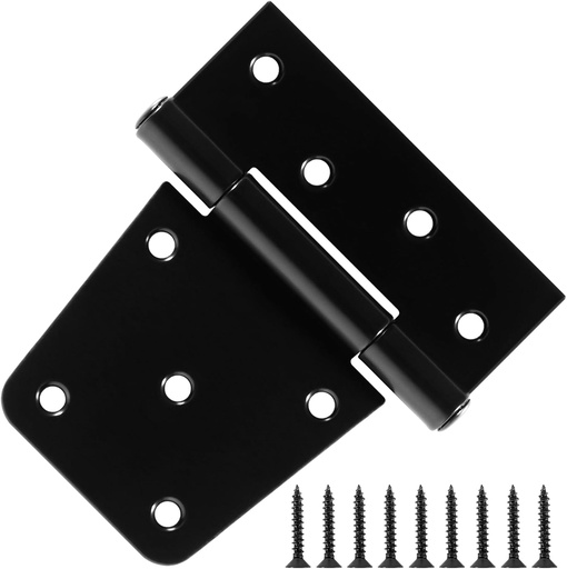 [BRSRMZYYAF5AY237] 6 Pack Fence Gate Hinges Heavy Duty for Wooden Fences Shed Barn Door Hinges Black Exterior Outdoor Hinges for Double Wood Door Concession Window Chicken Coop Basement 3.5"x 4.5 Inch Door Hardware Kit