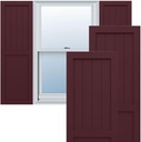 Ekena Millwork 18"W x 37"H True Fit PVC Farmhouse/Flat Panel Combination Fixed Mount Shutters, Wine Red (Per Pair - Hardware Not Included)