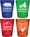 Fayetteville North Carolina Souvenir 4-Pack Multicolor Engraved Round Shot Glasses Camping and Outdoors Set