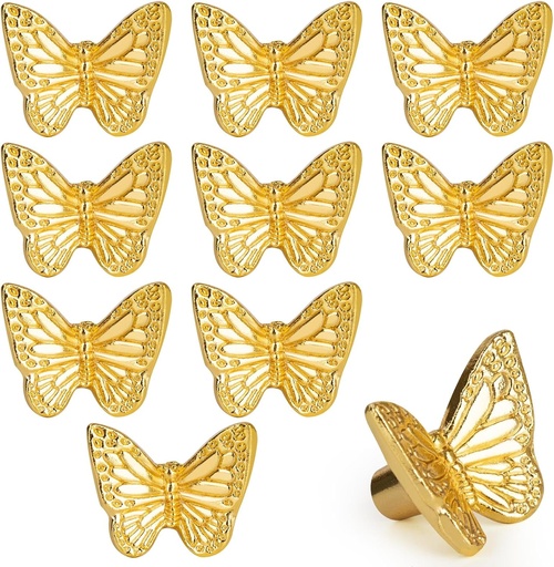[BRSREEIEA4PB6AYV] 10 Pcs Gold Cabinet Knobs,Zinc Alloy Butterfly Shape Drawer Knobs,Cabinet Hardware,for Drawer Bathroom Closet Wardrobe Dresser Cabinet