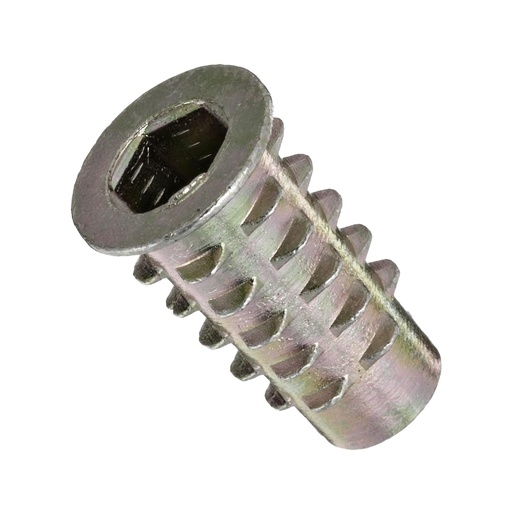 [BRSWIYA6ABYQAD34] E-Z LOK Threaded Insert for Soft Wood, Zinc Hex-Flanged Thread Inserts M6-1.0 Internal Threads, 20 mm Length Pack of 50