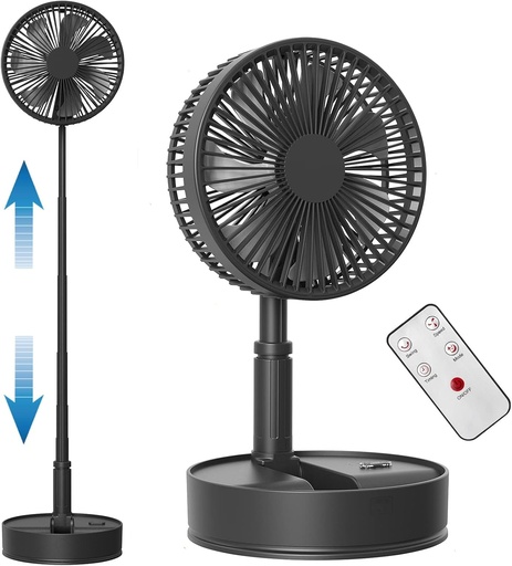 [BRSW2234ORYBOHLD] Koonie 8-inch Foldaway Oscillating Fan with Remote Control, 7200mAh Rechargeable Battery Operated Pedestal Fan for Bedroom, Timer, 4 Speed, Fast Charging Portable Table Fan for Camping, Outdoor, Room