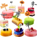 50 Plastic Halloween Toothpicks, 10 Styles Halloween Themed Cupcake Topper - Pumpkin Ghost Skull Spider Bat, Decorative Food Picks for Cake Fruit Cocktail Appetizers Drinks Charcuterie Party Supplies
