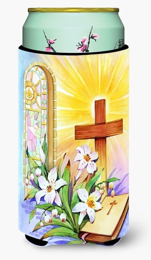 [BRSWKEAPBEAQK2I3] Caroline's Treasures APH5433TBC Easter Cross and Bible in Stain Glass Window Tall Boy Hugger Can Cooler Sleeve Hugger Machine Washable Drink Sleeve Hugger Collapsible Insulator Beverage Insulated Hold