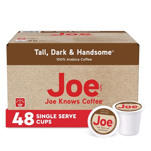 [BRSWYGA3DJYA2DLD] Joe Knows Coffee Single Serve Cups Pods and Capsules, Tall Dark and Handsome, 48 Count