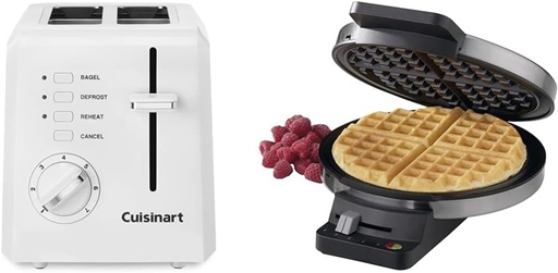 [BRSRAYITDMNW2EL3] Cuisinart 2-Slice Toaster Oven and Round Classic Stainless Steel Waffle Maker Bundle