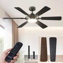 Passky Ceiling Fans with Lights, 52 inch Ceiling Fan with Light and Remote Control, Reversible, Dimmable, 3CCT, Quiet, Black Modern Ceiling Fan for Bedroom, Living Room