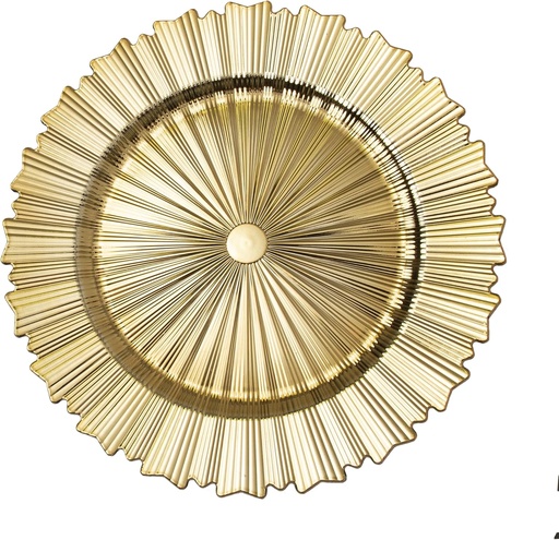 [BRSRMEI7OAFAOA3A] Simply Elegant Modern Plastic Charger Plate | Service Plate for Parties, Dinner, Weddings, Quinceaneras and Events | 13 inch Diameter | Gold- Gloss Finish | Set of 6