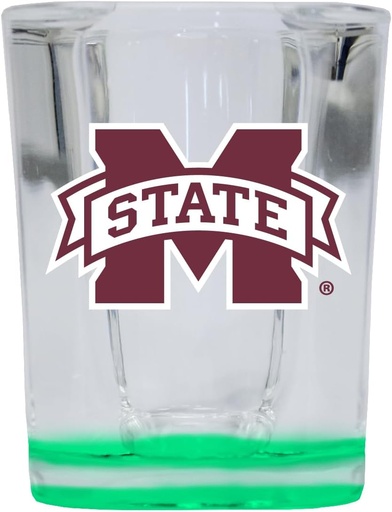 [BRSRA2TYAR6BU3DD] R and R Imports Mississippi State Bulldogs 2 Ounce Shot Glass Square Green Base Officially Licensed Collegiate Product 2-Pack