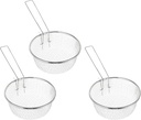 Metal Deep Fry Basket Strainer - Pack of 3 - Fryer Baskets With Handle - Stainless Steel Fries Cooking Strainers - 7 Inches
