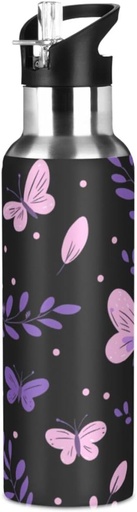 [BRSREFL6C4CBMHL5] Butterfly (26) Kids Water Bottle Vacuum Insulated Tumblers Stainless Steel Cup BPA Free with Handle Straw Lid for Boys Girls Teen Toddler 34 Oz