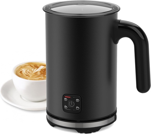 [BRSRAFQCOV5GM2AY] Electric Milk Frother, 4-in-1 Electric Milk Steamer,10 oz/300 ML Automatic Cold And Warm Foam Maker For Coffee,Latte,Cappuccino,Macciato, Hot chocolate,Non-Stick Coating,Easy Clean,Black