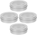 4pcs Stylish Round Tin Canister Window Lid Christmas Tin Storage Box Candy Cookie Storage for Jewelry and Office Supplies