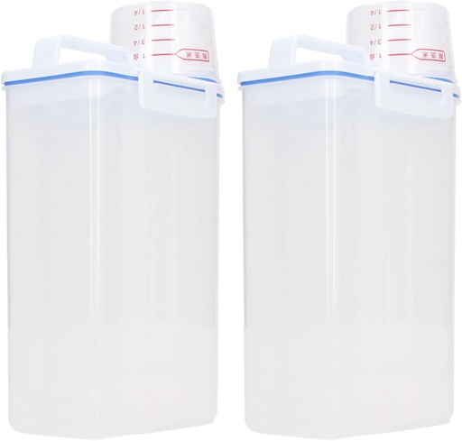 [BRSRA2QPARYAEC3G] 2PCS Cereal Containers Storage, 2.5L Rice Beans Grains Small Dry Food Plastic Cereal Dispenser Bin with Pour Spout for Home Restaurant