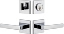 Viaggio QADLUS_Combo_238_LH Quadrato Left Handed Solid Brass Single Cylinder Keyed Entry Door Lever Set and Deadbolt Combo Pack - 2-3/8" Backset - Bright Chrome