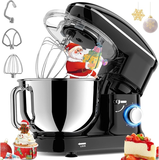 [BRSRABIPC4HG23AY] 3-IN-1 Household Food Stand Mixer, Tilt-Head Electric Mixer, Small Baking Mixer with 5QT Bowl for Dressings, Frosting, Meringues & More,Black