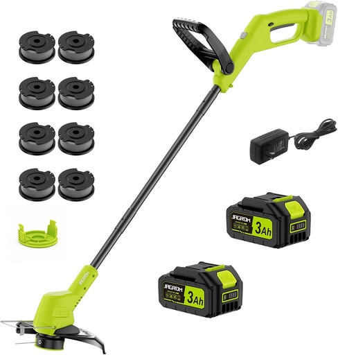 [BRSRAAAHA4CAKE3K] 21V String Trimmer Cordless with 2x3.0Ah Battery and Charger, 12 Inch Battery Power Weed Eater String, Electric Weed Wacker, 2 In 1 Trimmer & Edger Lawn Tool Grass Cutter with 8 Lines for Garden, Yard