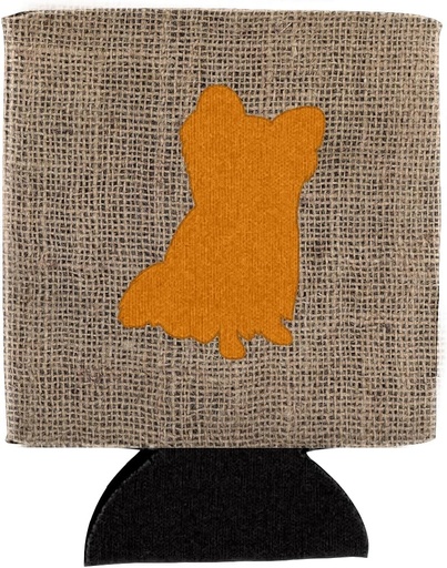 [BRSWIGY7CJ6WYFTU] Caroline's Treasures BB1115-BL-OR-CC Chihuahua Burlap and Orange BB1115 Can or Bottle Hugger Cooler Washable Drink Sleeve Collapsible Beverage Insulated Holder, Can Hugger, Multicolor