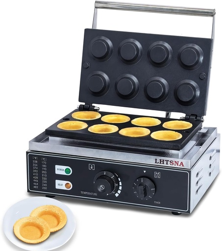 [BRSREAQPCJ7AEFDP] Commercial Electric Egg Tart Crust Making Machine,Mini 8pcs Egg Tart Shell Pie Crust Pressing Machine,Non-Stick Waffle Iron for hotel, bar,Restaurants