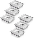 WantJoin Steam Table Hotel Pans with Lid 1/2 Half Size 2.5 Inch Deep 6 Pack, Stainless Steel Metal Tray Set Food Storage Container, Restaurant Chafing Dishes Commercial Buffet Warmer Catering Supplies