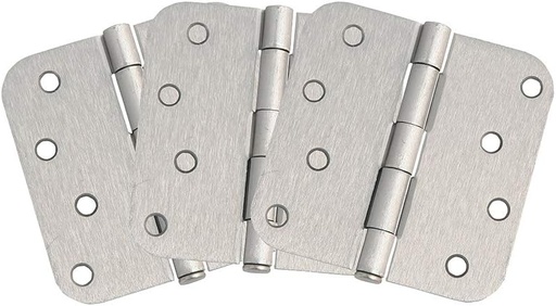[BRSWGYADOQFRMH3U] 3-Pack 4-Inch x 4-Inch Interior Door Hinges with 5/8-Inch Radius, Satin Nickel, Heavy Duty Steel Construction, Left- or Right-Handed – Design House, 181594
